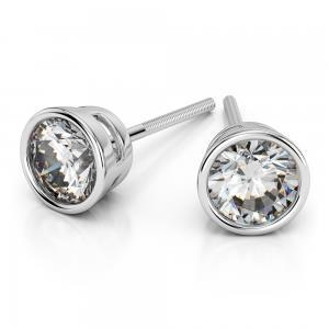 Round Cut 3.80 Ct Bezel Set Diamonds Studs Earrings White Gold Stud Earrings