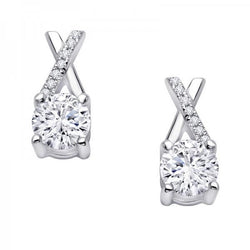 Round Cut 4.00 Carats Diamonds Lady Drop Earrings 14K White Gold