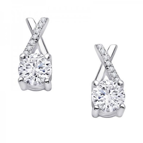 Round Cut 4.00 Carats Diamonds Lady Drop Earrings 14K White Gold Drop Earrings