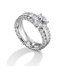 Real  Round Diamond Engagement Women Ring 4.70 Carats White Gold 14K