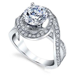 Round Cut 5 Ct Solitaire With Accent Diamonds Engagement Ring