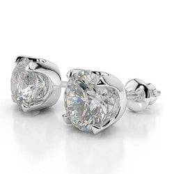 Round Cut 5.50 Carats Diamonds Ladies Studs Earrings 14K Gold White