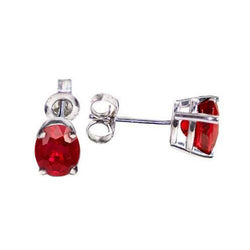 Oval Cut 5.50 Carats Red Ruby Lady Studs Earrings White Gold 14K