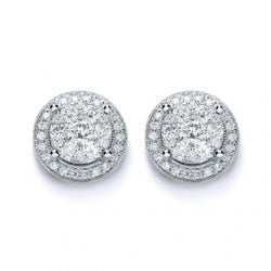 Round Cut 5.60 Carats Natural Earth Mined Diamond Women Stud Halo Earrings White Gold 14K