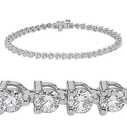 Round 5 Carats 3 Prong Set Lab Grown Diamond Tennis Bracelet Women Jewelry