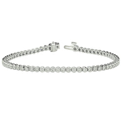 Round Cut Bezel Set 6 Carats Lab Grown Diamonds Tennis Bracelet WG 10K