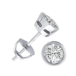 Bezel Set Solitaire 2 Carats Lab Grown Diamond Stud Earrings Women Jewelry
