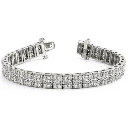 Round Cut Carpet Diamond Tennis Bracelet 10.00 Carats 14K White Gold Tennis Bracelet