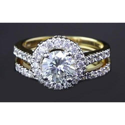 Round Diamond 3 Carats Anniversary Ring Split Shank Jewelry Halo