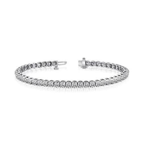 Round Cut Diamond Bracelet White Gold 14K 3 Carats Jewelry Tennis Bracelet