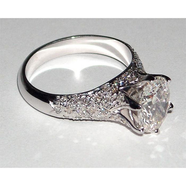 Round Cut Diamond Engagement Women Ring 2.75 Carats White Gold Engagement Ring