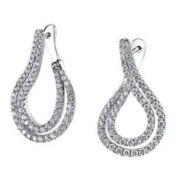 Round Cut Diamond Hoop Earrings White Gold 14K 4.5 Carats