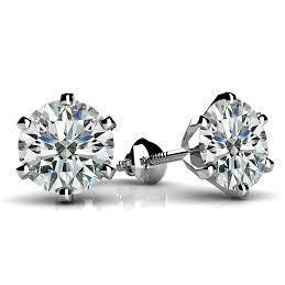 Round Cut Diamond Stud Earring   White Gold Women Jewelry Stud Earrings