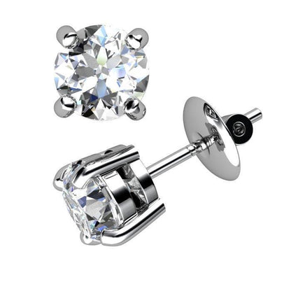 Women Jewelry Sparkling Unique  Stud Earrings White Gold Diamond 