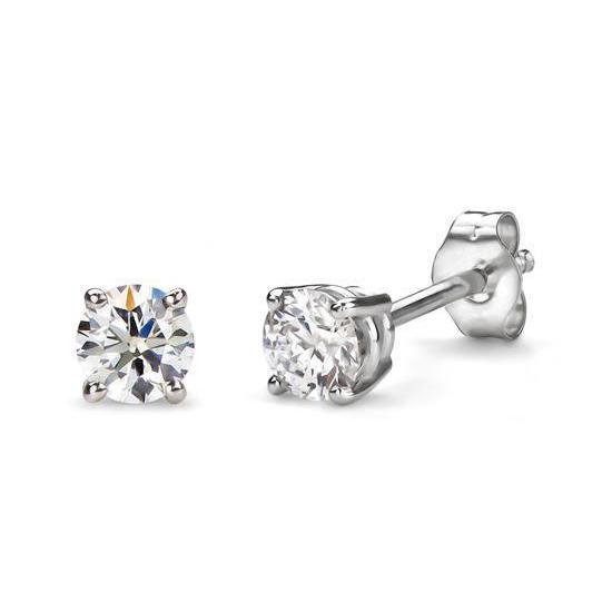 Round Cut Diamond Studs White Gold Women Jewelry Stud Earrings