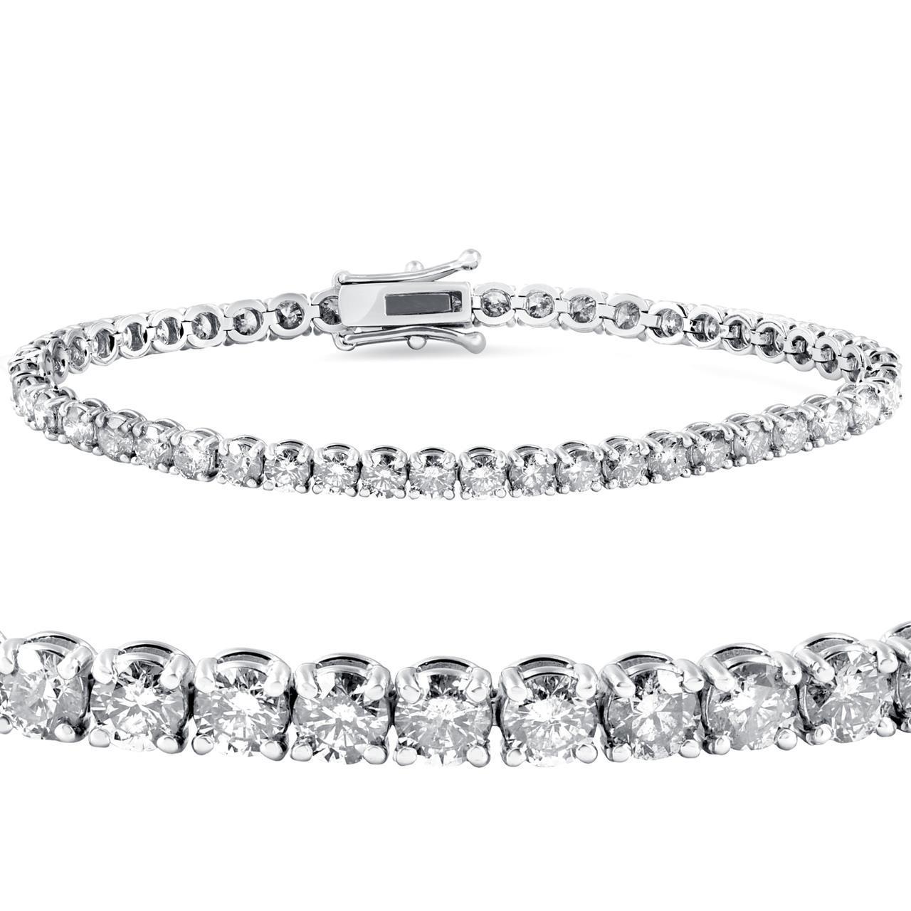 Round Cut Diamond Tennis Bracelet Sparkling White Gold 14K 3.25 Ct Tennis Bracelet