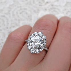 Natural  Round Diamond Wedding Anniversary Halo Ring 2.50 Carats White Gold 14K