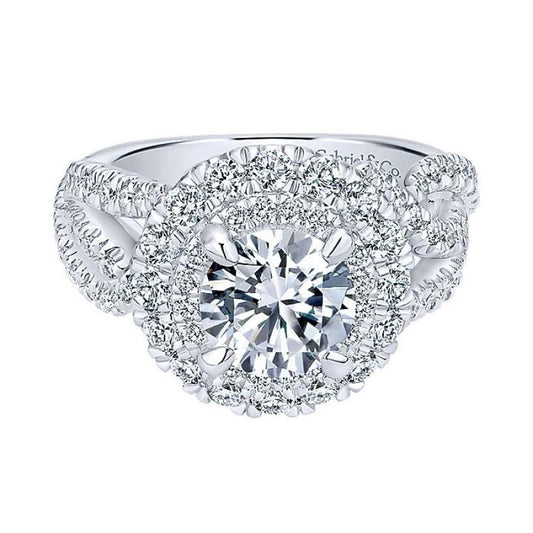Round Cut Diamond Wedding Engagement Ring Halo Gold Jewelry 2.25 Carats Halo Ring