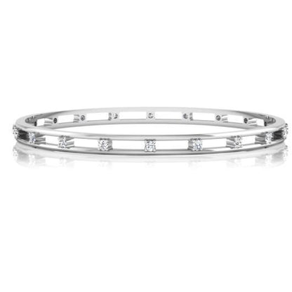 Round Cut Diamonds 3.00 Carats Lady Bangle White Gold 14K Bangle