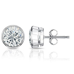 Round Cut Diamonds Women Studs Earrings 3.50 Ct Gold White 14K