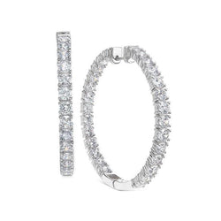 Round Cut F Vvs1 5.20 Ct Diamonds Lady Hoop Earrings White Gold 14K