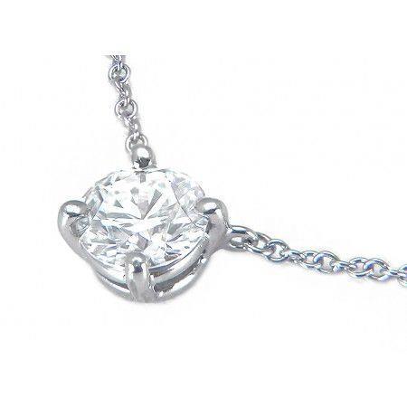Round Cut Four Prong Setting Diamond Necklace Pendant Gold White 2 Ct Pendant