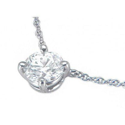 Round Cut Four Prong Setting Diamond Necklace Pendant Gold White 2 Ct Pendant