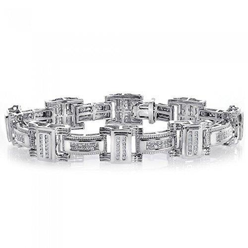 Round Cut F/Vs2 Diamond Mens Bracelet Solid White Gold 7 Ct Mens Bracelet