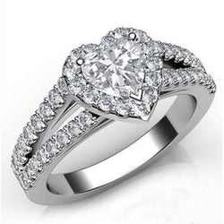 Natural  Round Cut Halo Heart Shape Diamond Wedding Ring 6.90 Carats White Gold