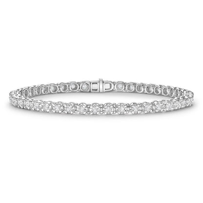 Round Cut Natural Diamond Tennis Bracelet White 14K Gold 3 Carats Tennis Bracelet
