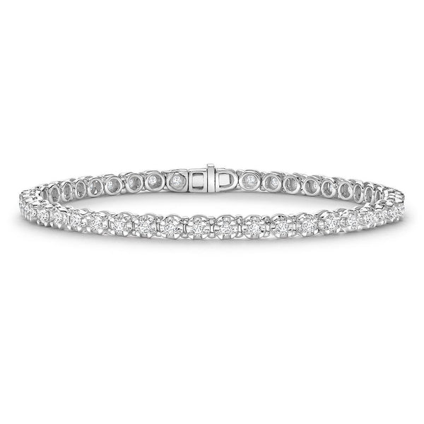 Round Cut Natural Diamond Tennis Bracelet White 14K Gold 3 Carats Tennis Bracelet