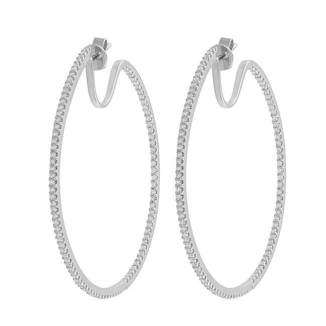 Best Quality Round Cut Small  Diamonds Hoop Earrings White Gold 