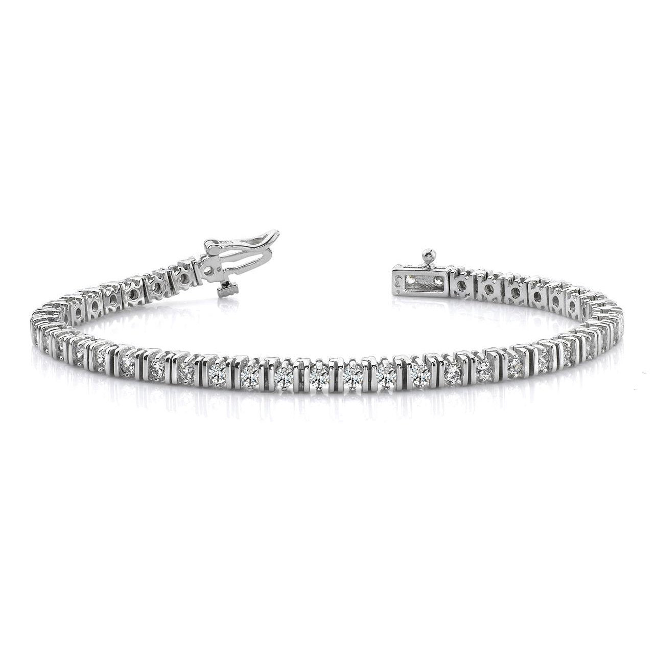 Round Cut Sparkling 10 Carats Diamonds Tennis Bracelet White Gold 14K Tennis Bracelet