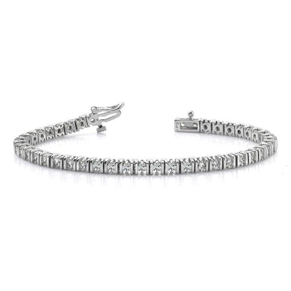 Round Cut Sparkling 10 Carats Diamonds Tennis Bracelet White Gold 14K Tennis Bracelet