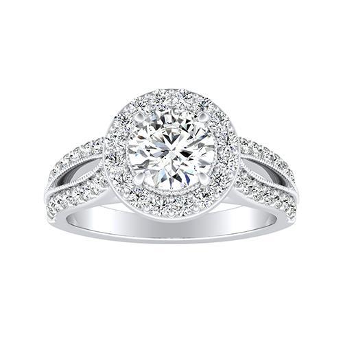 Round Cut Sparkling 2.80 Carats Diamonds Anniversary Ring Gold White Halo Halo Ring