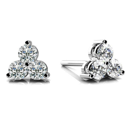 Round Cut Sparkling  Diamonds Lady Stud Earrings White Gold Stud Earrings