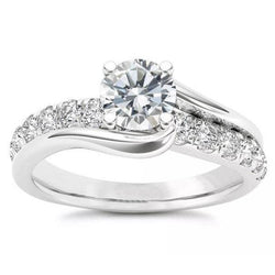 Round Cut Sparkling 3 Carats Diamond Engagement Ring White Gold 14K