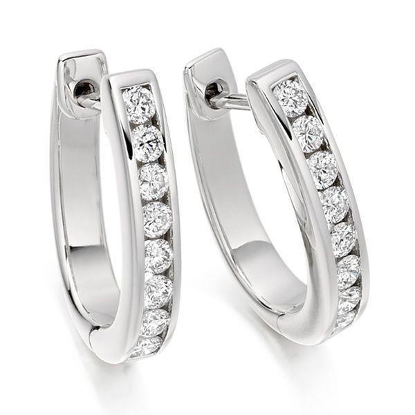 Round Cut Sparkling 3.00 Ct Diamonds Hoop Earrings 14K White Gold Hoop Earrings