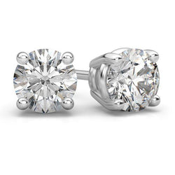 Round Cut Sparkling 3.80 Ct Diamonds Stud Earring White Gold 14K