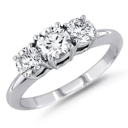 2.20 Carats Round Cut Three Stone Diamond Wedding Ring Jewelry