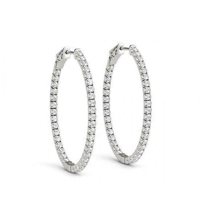 Round Diamond 1.60 Carat White Gold Hoop Earrings Lady Earring New Hoop Earrings