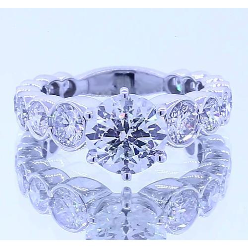 Round Diamond Engagement Ring 3.50 Carats 6 Prong White Gold 14K