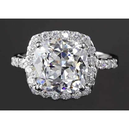 Round Diamond Anniversary Ring 5 Carats Halo Setting Halo Ring