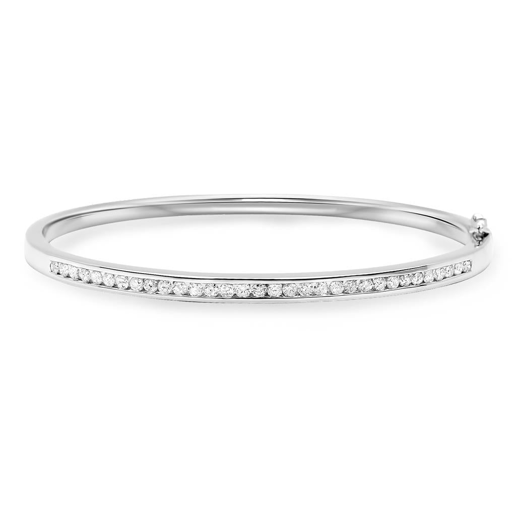 Round Diamond Bangle Bracelet White Gold Fine Jewelry 3 Carats Bangle