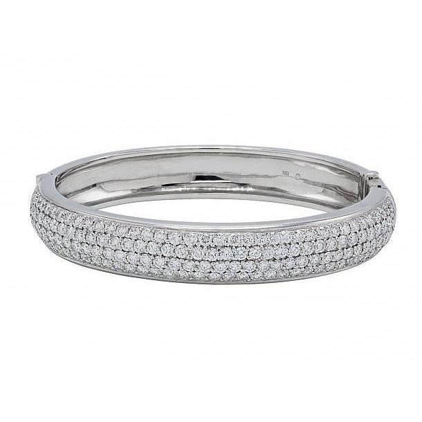 Round Diamond Bangle Solid White Gold Jewelry 12 Carats Bangle