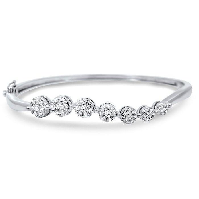 Round Diamond Bangle Women Gold Fine Jewelry 2 Carats Bangle