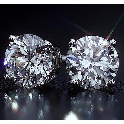 Round Diamond Basket Stud Earring White Gold  Jewelry Stud Earrings