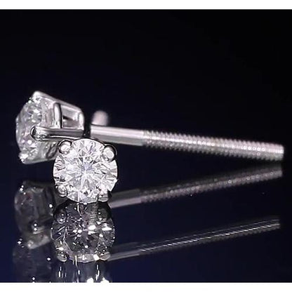 Round Diamond Basket Style Earring Studs 1.30 Carats Stud Earrings