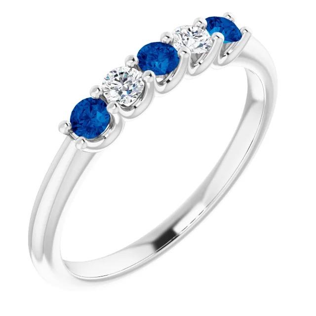 New Stylish Round Diamond Blue Sapphire Stone  White Gold Gemstone Ring