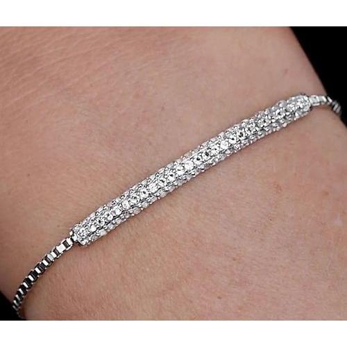 Round Diamond Bracelet 3 Carats Prong Set White Gold Jewelry 14K New Tennis Bracelet